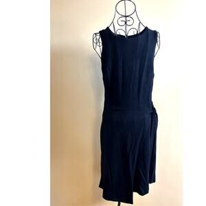 LOFT Black Sleeveless Wrap Dress Size 4 Petite Lined Knee Length